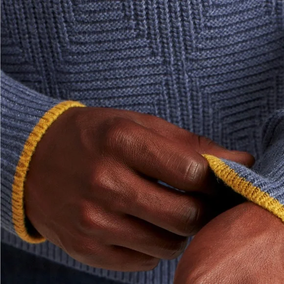 BONOBOS Diamond Stitch Crew Neck Sweater Wool Alpaca Size XS BLUE - Picture 8 of 9